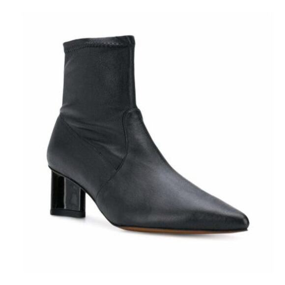 Robert Cleregie Black Leather Sock Ankle Pili Boots Booties Pointy Toe sz 38 - Picture 3 of 13